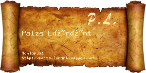 Paizs Lóránt névjegykártya