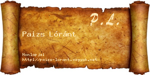 Paizs Lóránt névjegykártya