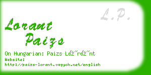 lorant paizs business card